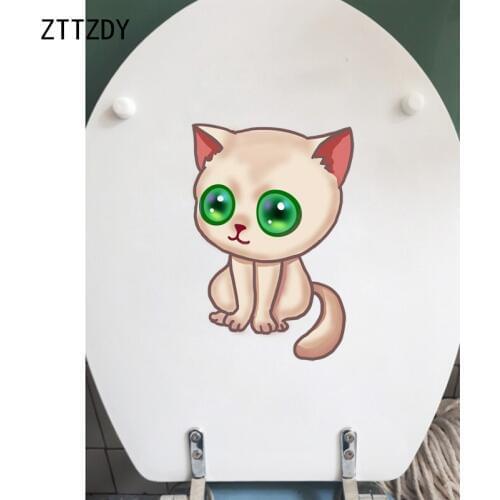 ZTTZDY 15*22CM Animal Cat Toilet Sticker Decal Kids Bathroom Home Wall Decoration T3-0256