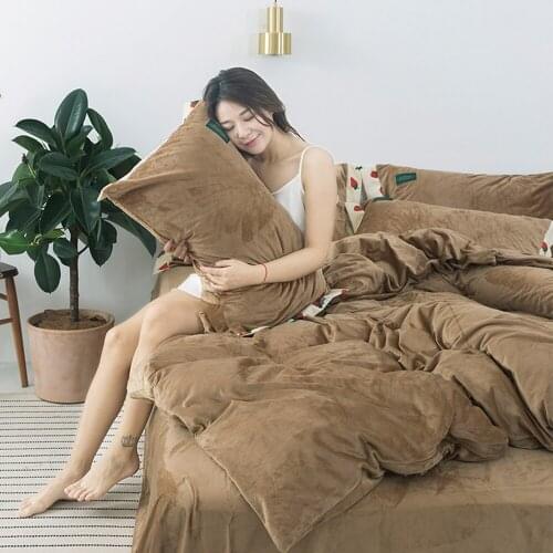 1PCS Warm Soft Double Side Comforter Bedding Sets Winter Bedroom Duvet Cover Pillowcase Coral Magic Velvet Thick Bed Quilt Cover