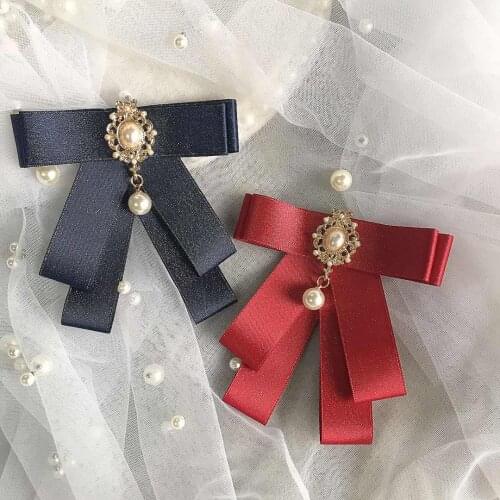 2021 Women Shirt Layer Ribbon Bow Tie Cravat Lady Girl Clip Pins Wedding Party Bling Alloy Bling Rhinestone Necktie Chic Bowtie