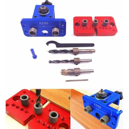 Aluminum Alloy 3 In 1 Woodworking Tools Log Tenon Board Dowelling Jig Hole Puncher Locator Kit Drill Guide Set Carpentry Punche