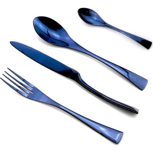 4pcs/set Mirror Multi Color Dinnerware Set Dinner Cutlery Knife Fork Teaspoon 304 (18/10) Stainless Steel Tableware Set