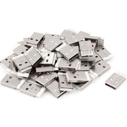 55pcs DIY USB 2.0 Type A Solder 4 Pin Male Plug Connector Socket Jack
