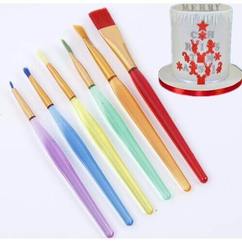 6Pcs Colorful Fondant Cake Brush Decorating Painting Tool Artist Honey Brushes Chocolate Cookie Sauce Pastry Brush Cooking Tool