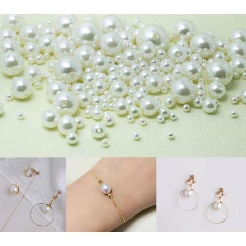 4-20mm Acrylic Round white Pearl charm spacer Loose Beads Jewelry Making craft Grament clothes headwear shoes bag hat Decoration
