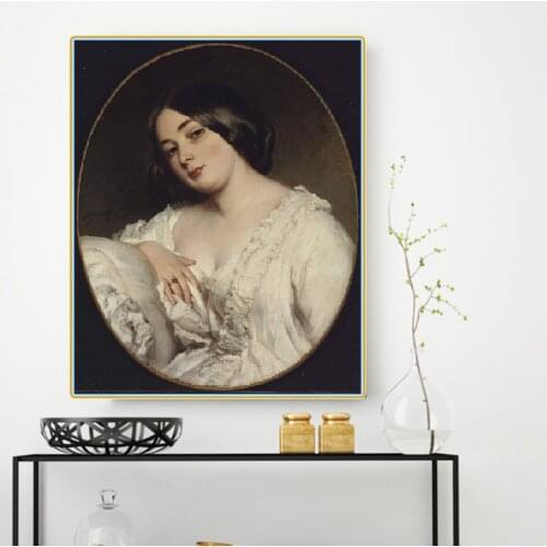 Citon Winterhalter《Portrait of a lady》Canvas Oil painting Artwork Poster Picture Wall Decor Modern Home Living room Decoration
