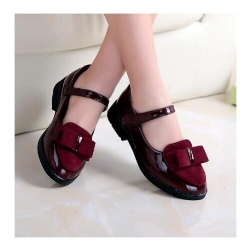 Children princess leather shoes PU 3 colors casual baby black red girls fashion casual shoes dance shoes