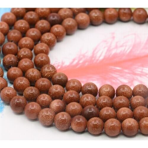 Hot Natural Gold Sand Stone 4/6/8/10/12mm Round Loose Beads Womens Jewelry DIY Necklace Bracelet Accessories 15inch Y533
