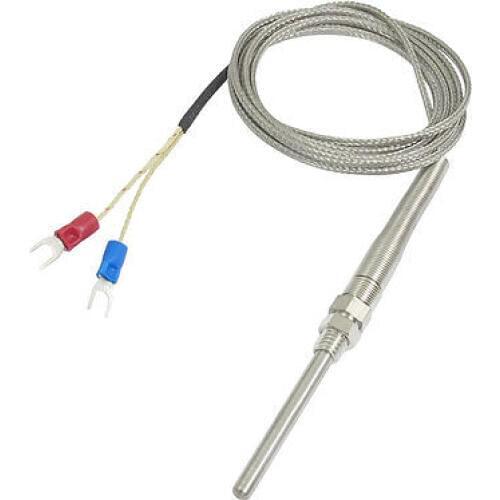 E Type 50x5mm 800C Thermocouple Temperature Sensor Probe Cable 3.3ft 2 Meters