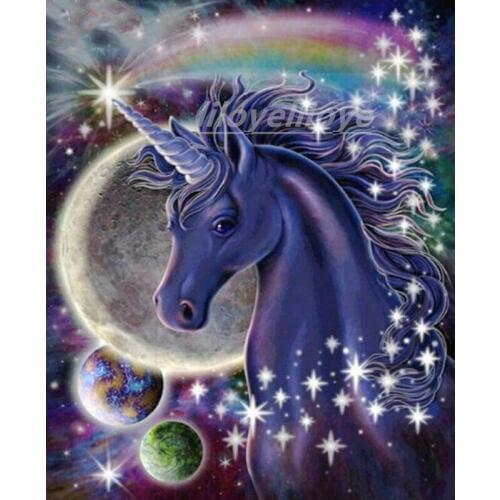 Starry Sky Unicorns Diamond Dots 5D DIY Diamond Painting By Number Myth Animal Planet Picture of Mosaic Decoration art FG1350