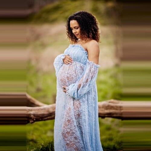 Classic Lace Tulle Maternity Dresses Custom Made For Photo Shoot Plus Size Strapless Sexy See Thru Pregnancy Gowns