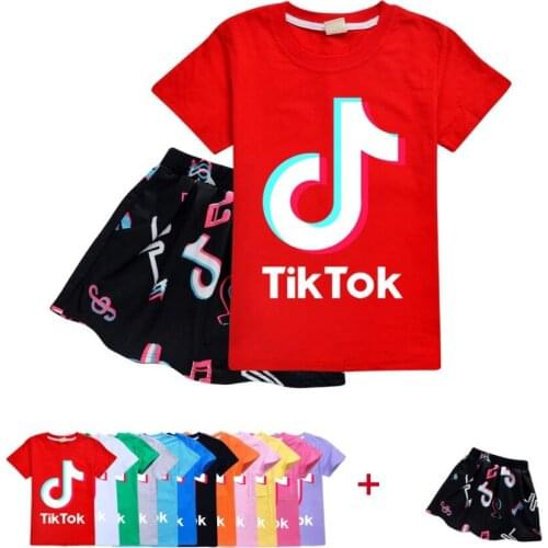 TIK TOK Child Girls clothing set Toddler Baby Suits kids Sets fashion 2 pcs Girls Clothes Set T Shirt + Skirt Outfit