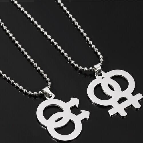 LGBT Gay Pride Necklaces Girl Boy Symbol Necklaces Pendant Stainless Steel Chain Necklace Cool Lesbian Gay Pride Jewelry gift