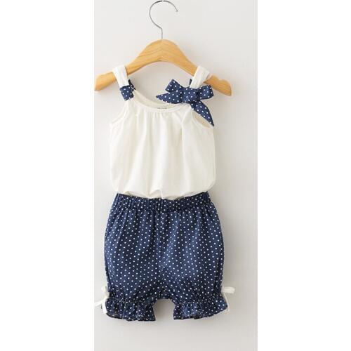 Childrens clothing girls cotton sleeveless strap vest+lantern shorts girls summer sets