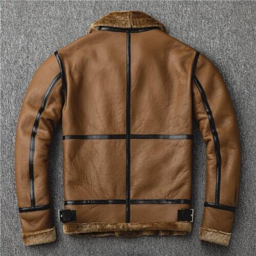 Genuine 200% Leather Jacket Men Clothing Motorcycle Natural Sheep Shearling Real Fur Coat Man Chaqueta Cuero Hombre