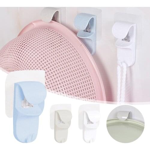 Wall Hook Self-Adhesive Washbasin Holder Wall Mounted Bathroom Storage Organizer Wash Basins Rack Hanger