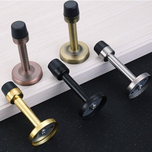 1PC Stainless Steel Door Stop Wall Mounted Door Stopper Rubber Bumper Tip with Self Adhesive Tape