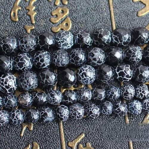 Wholesale Faceted Black Fire Agates 6-14mm Round Beads 15",For DIYJewelry making!We provide mixed wholesale for all items