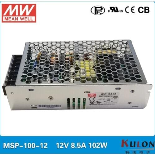 Original MEAN WELL MSP-100-12 AC/DC single output supply 12V 102W 8.5A Switching power supply Medical safety approved with PFC