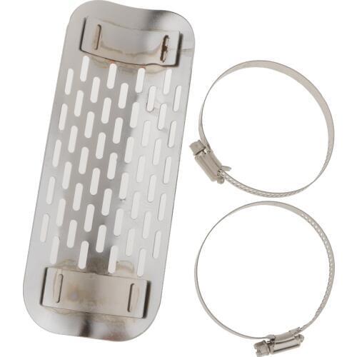 Plating Motorcycle Pierced Oval Exhaust Muffler Pipe Heat Shield Cover Heel Guard White