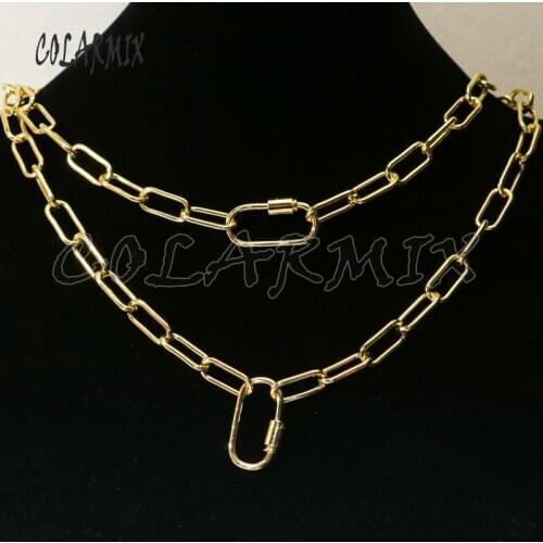 4 Pcs 0 shape Golden Round clasp buckle pendant necklace pendant Color retention Gold Chain jewelry Chain necklace 50248