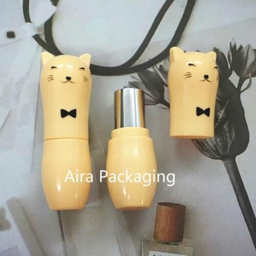 Plastic Cartoon Design Lovely Lip Balm Container 12.1mm Empty Yellow Lip Balm Bottle Cosmetic Lip Rouge Sub Tube