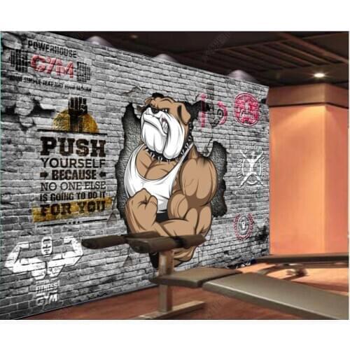 Custom mural 3d photo wallpaper Retro dog muscle gym brick wall living room home decor wallpaper for wall 3 d in rolls