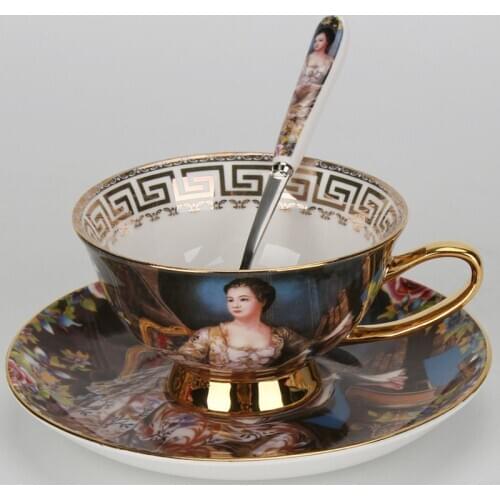 Retro Palace European bone china coffee cup saucer high-grade British ceramic cup afternoon tea mug saucer set Queens Cup CL092