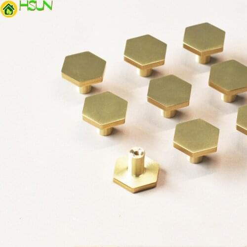 Luxury Gold Brass Hexagon Knobs Light Nordic Cabinet Door Handle Dresser Drawer Pulls Kitchen Furniture Hardware Knobs