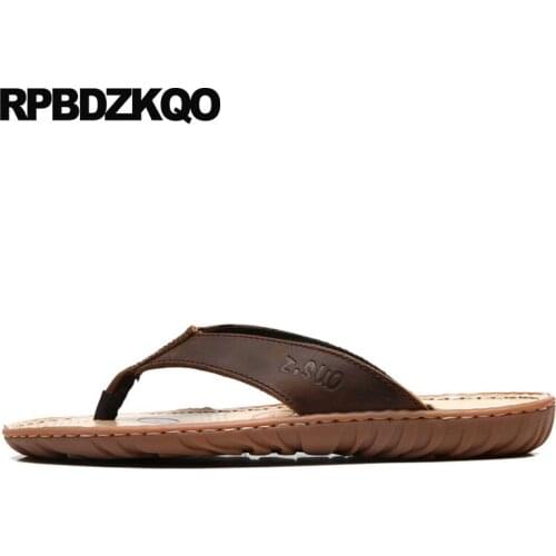 Flip Flop Waterproof Shoes Native Beach Brown Soft Slippers Fashion Men Sandals Leather Summer Slides 2021 Size 46 47 Water