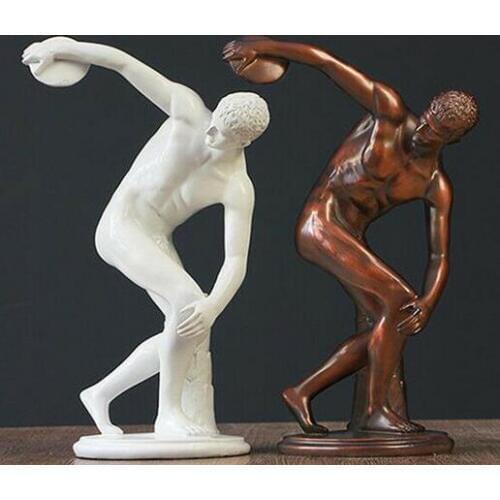 Art Deco Sculpture Discobolus Discus Thrower Resin Men Statue Figurine