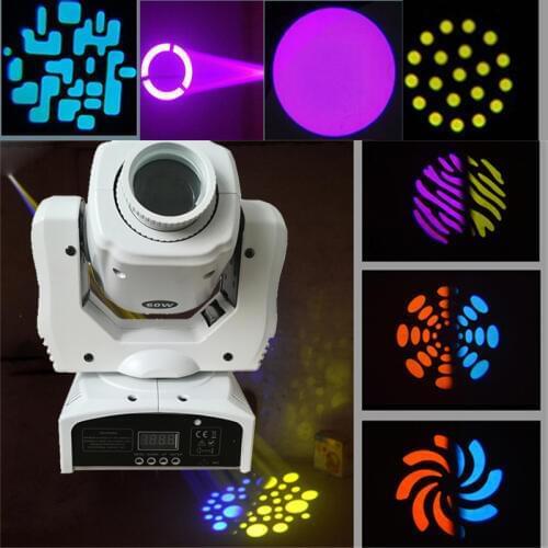 White Shell Mini Spot 60W LED Moving Head Light With Gobos Plate&Color Plate,High Brightness 60W DMX512 Led Moving Head Light