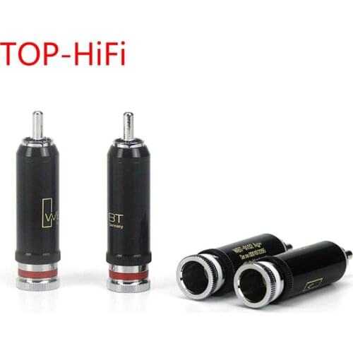 TOP-HiFi 4pcs/lot WBT-0102Ag brass Rhodium plated Soldering 9mm RCA plug for RCA Male Interconnect Audio Cable