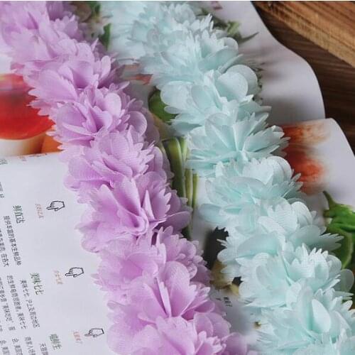 10Yards High End Leaves Chiffon Fabric Three-Dimensional Flowers Lace Garment Accessories DIY Wedding Dress Sewing Craft Decor