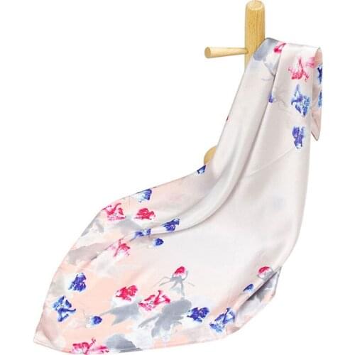 High-quality Pure Silk Scarf Women Bandana Female Hair Scarf Flower Womens Natural Silk Square Head Scarf Neck Scarf for Women