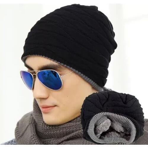 Winter Hat Knitted Cap For Men Women 2021 Solid Thick Warm Hats Soft Stretch Plush Lined Beanie Cap Skullies Beanies