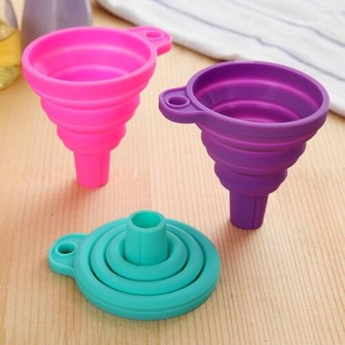 1 Pc Foldable Telescopic Funnel Jam Funnel Filling Mini Funnel Kitchen Tools Cute Kitchen Household Food Grade Silicone Funnel