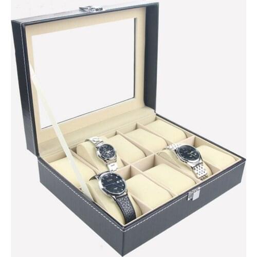 10 Slots Antique Black Watch Travel Case PU Leather Box Collector Organizer Jewelry Storage Regarder Visual