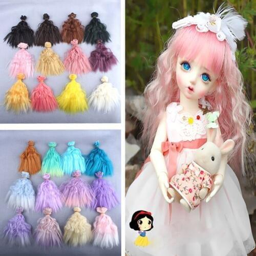 15cm brown flaxen coffe pink yellow red blue doll curly hair diy wigs for 1/3 1/4 BJD diy