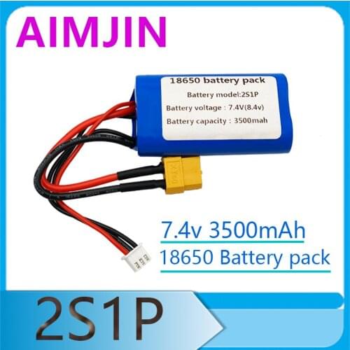 3500mAh 7.4V 18650 2S1P Lithium-ion Battery Pack with XT60 Plug for Different Drones Remote Control Helicopter