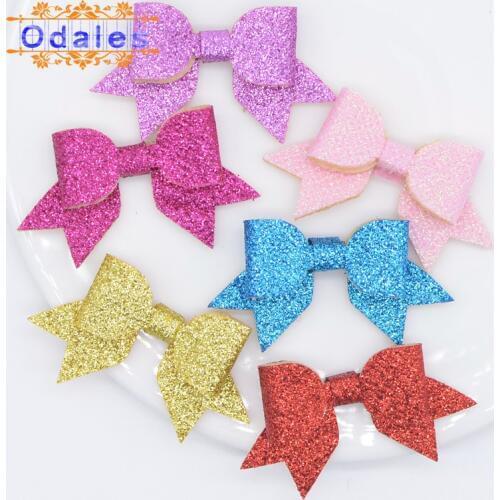36Pcs/lot Cute DIY Bowknot Non-woven Glitter Fabric Patches Lolly Kids Patches for Children DIY Stuff Homemade Accessories
