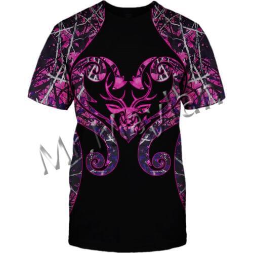 3D Print Fashion Animal Country Girl Deer Hunting Colorful Men/Women O-Neck T-shirt Leisure Hip Hop / Beach Shorts / Tanks /S-56