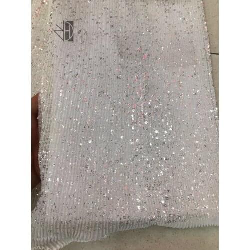 Shinny SYJ-7165 nigerian sequins tulle lace fabric wFrench Net Lace Fabric african guipure lace fabric