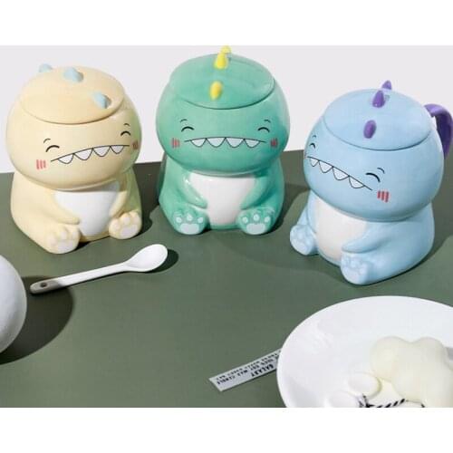 Cup Personality Cartoon Cute Dinosaur Ceramic Couple Cup Gift Creative Coffee Cup Mug Gift with Lid