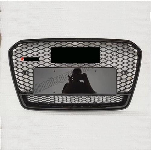 For rs5 style RS5 Honeycomb Grille Black Grill Fit For Audi A5 S5 2013 13 2014 14 2015 15 2016 16 Chrome Rings