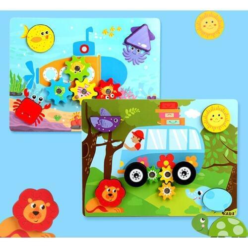 Wooden Bright Gear 3d Puzzles Learning Board Toy For Toddlers Montessori Materials Educational Toys For Children Teaching Aids