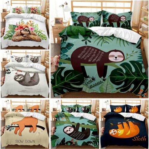 Kids Bedding Set Queen King Floral Cartoon Duvet Cover Tree Leaf Bed Linen Sloth Animal Bedspreads 3d Quilt Cover 150 Dropship