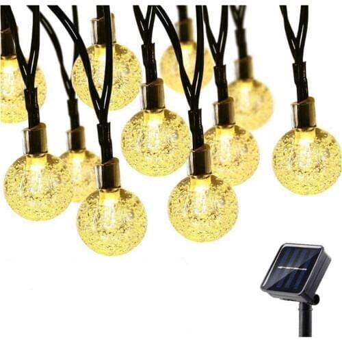 20-60LEDs Solar Light Fairy String Light Outdoor Crackle Balls 8 Modes Waterproof Decorate Christmas Wedding Party Garden Light