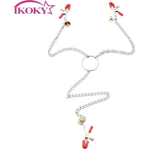 IKOKY Nipple Clamps Breast Clips Sex Toys for Couple Stainless Steel Nipple Stimulator Adult Games Papilla Metal Chain Product