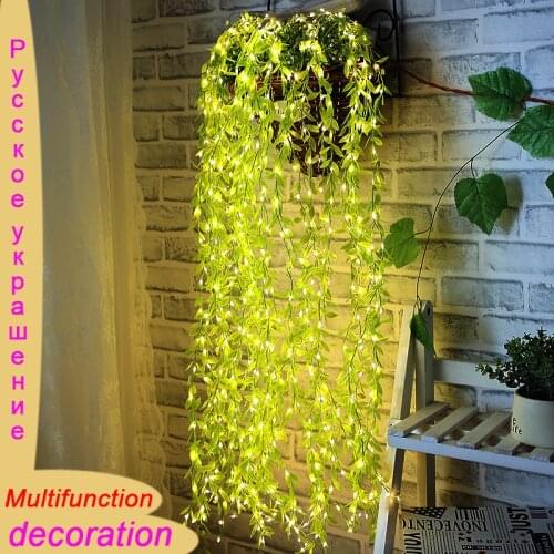 3M * 1M 200LED artificial green leaf rattan garland string lamp fake rattan ivy fairy tale lamp wedding family decoration