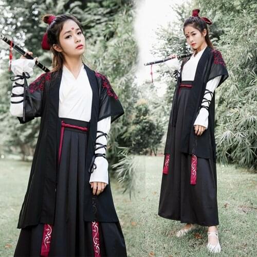 Chinese National Folk Dance Costume Women Traditional Hanfu Clothing Lady Oriental Swordsman Outfit Han Dynasty Cosplay Clothing